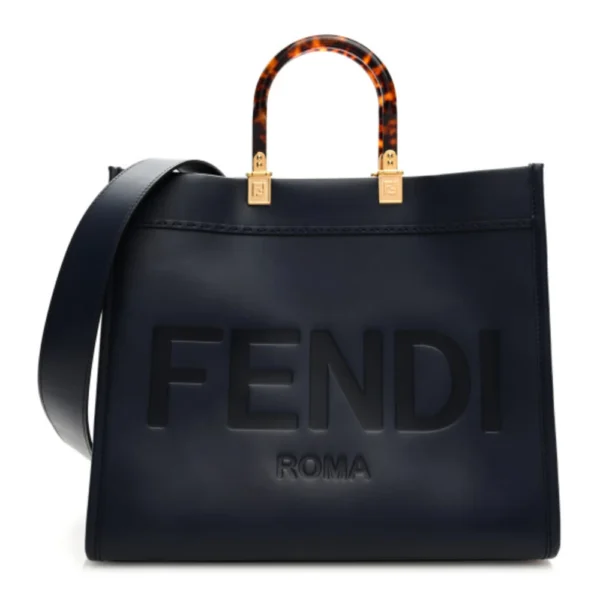 superfake Fendi Vitello King Plexiglass Logo Embossed Medium Fendi Sunshine Shopper Tote Midnight Gold Hardware