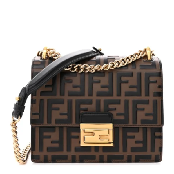 superfake Fendi Vitello Liberty Kan U Shoulder Bag Small FF 1974 Embossed Bi-Color Maya Black Gold Hardware