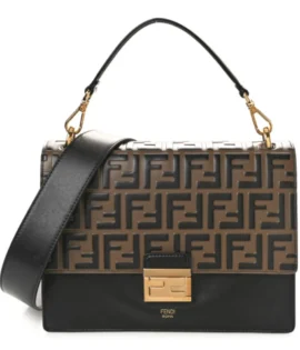 superfake Fendi Vitello Liberty Kan U Shoulder Bag Small FF 1974 Embossed Black Maya Gold Hardware