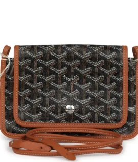 Superfake Goyard Goyardine Black & Brown Plumet Pocket Wallet Palladium Hardware