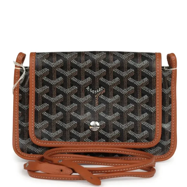 Superfake Goyard Goyardine Black & Brown Plumet Pocket Wallet Palladium Hardware