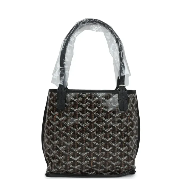 Superfake Goyard Goyardine Black Mini Anjou Bag Palladium Hardware