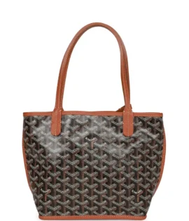 Superfake Goyard Goyardine Black Mini Reversible Anjou Tote Bag Palladium Hardware