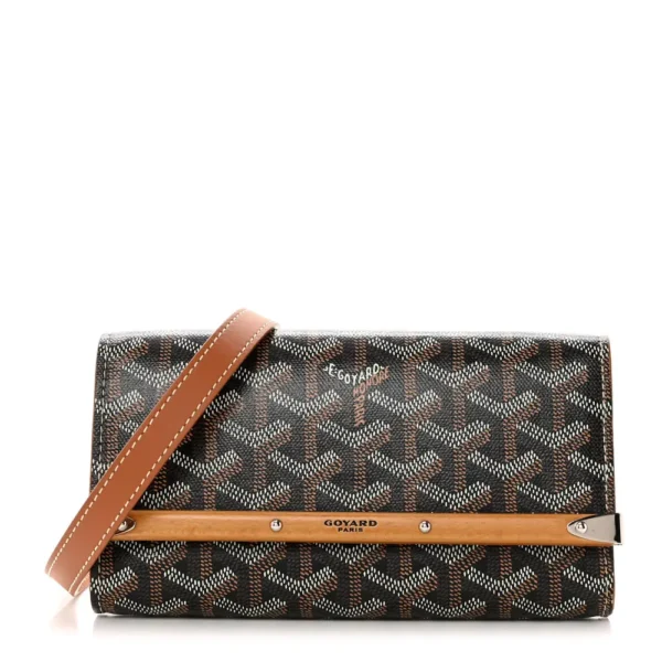 superfake Goyard Goyardine Black Monte Carlo Bois Clutch with Strap Silver Hardware