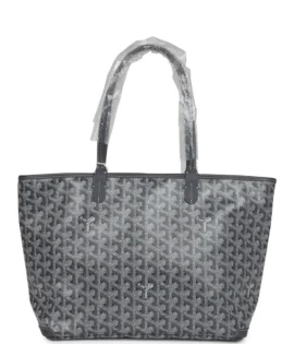 Superfake Goyard Goyardine Canvas & Chevroches Calfskin Grey PM Artois Tote Palladium Hardware