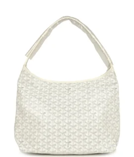 Superfake Goyard Goyardine White Boheme Hobo Bag Palladium Hardware