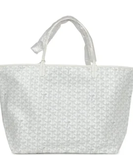 Superfake Goyard Goyardine White GM St. Louis Tote Bag Palladium Hardware