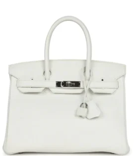 superfake bags Clemence Birkin 30 White Palladium Hardware