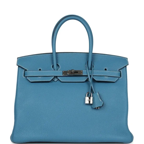 superfake Hermès Clemence Birkin 35 Blue Jean Palladium Hardware