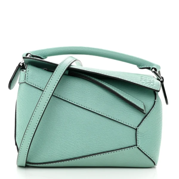 superfake Loewe Calfskin Mini Puzzle Bag Fresh Mint Polished Silver Hardware