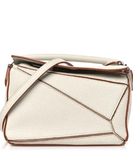 Loewe Calfskin Mini Puzzle Bag Soft White front