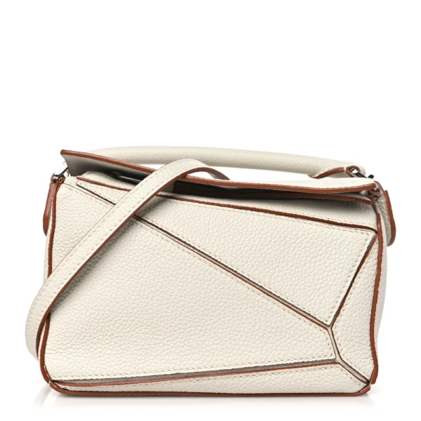 Loewe Calfskin Mini Puzzle Bag Soft White front