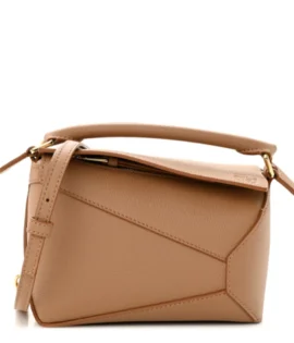 Supefake Loewe Calfskin Mini Puzzle Edge Bag Toffee Polished Gold Hardware