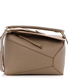 Superfake Loewe Grained Calfskin Small Puzzle Edge Bag Sand Polished Gold Hardware