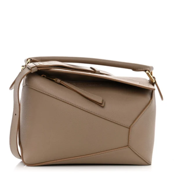 Superfake Loewe Grained Calfskin Small Puzzle Edge Bag Sand Polished Gold Hardware