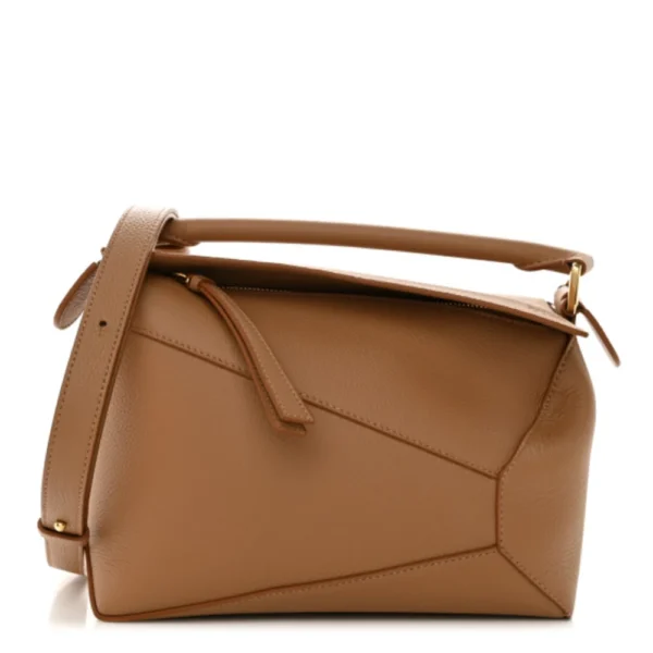 Superfake Loewe Grained Calfskin Small Puzzle Edge Bag Toffee Polished Gold Hardware