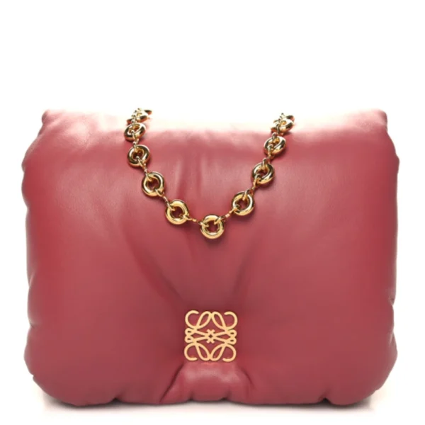 Superfake Loewe Lambskin Goya Puffer Bag Plumrose Polished Gold Hardware