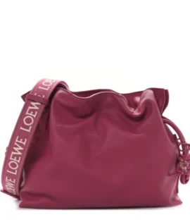 Superfake Loewe Satin Calfskin Monochrome Flamenco Knot Clutch Ruby Red Glaze