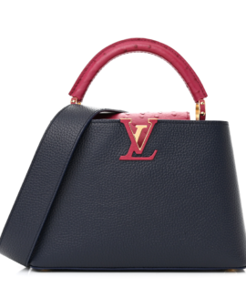 superfake Louis Vuitton Capucines BB Bleu de France Berry Red Ostrich Gold Hardware