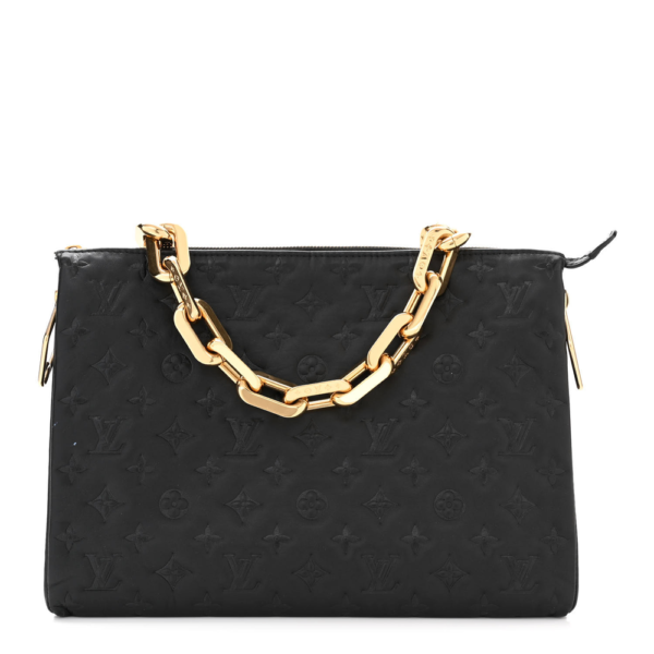 SuperfakeLouis Vuitton Coussin MM Black Lambskin Embossed Monogram Gold Hardware