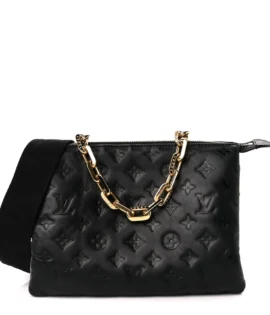 Superfake Louis Vuitton Coussin PM Black Lambskin Embossed Monogram Gold Hardware