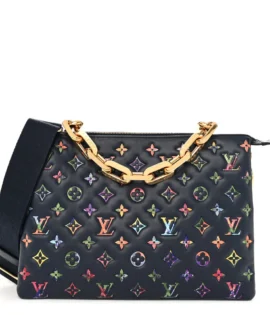 Superfake Louis Vuitton LV Garden Coussin MM Navy Blue Lambskin Embossed Monogram Gold Hardware