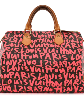 Superfake Louis Vuitton Speedy 30 Fuchsia Graffiti Monogram Gold Hardware