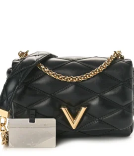 Superfake Louis Vuitton Top Handle GO-14 MM Black Lambskin Malletage Gold Hardware