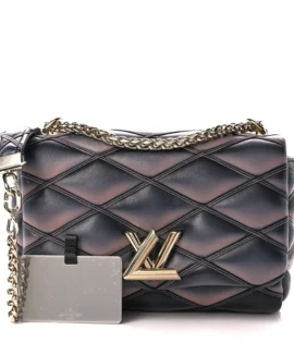 Superfake Louis Vuitton Top Handle GO-14 MM Black Pink Lambskin Malletage Silver Hardware