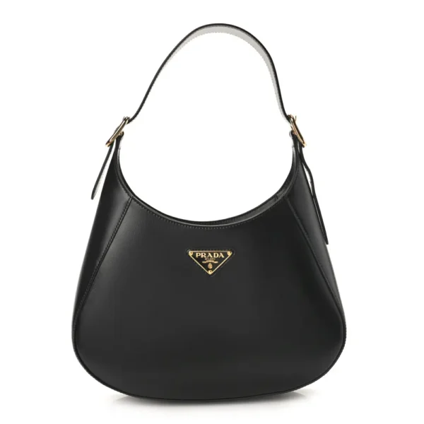 superfake Prada Box Calfskin Mini Shoulder Bag Black Gold Hardware