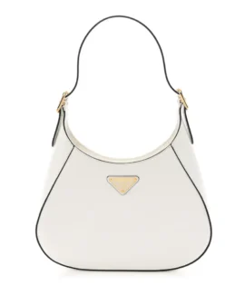 superfake Prada Box Calfskin Mini Shoulder Bag White Black Gold Hardware