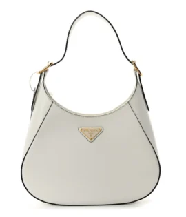 superfake Prada Box Calfskin Mini Shoulder Bag White Black Gold Hardware