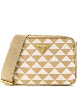 superfake Prada Jacquard Saffiano Medium Triangolo Symbole Embroidered Shoulder Bag Corda Gold Hardware