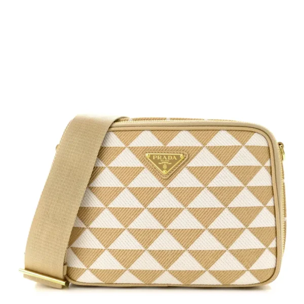 superfake Prada Jacquard Saffiano Medium Triangolo Symbole Embroidered Shoulder Bag Corda Gold Hardware