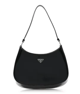 superfake Prada Spazzolato Mini Cleo Shoulder Bag Black Silver Hardware