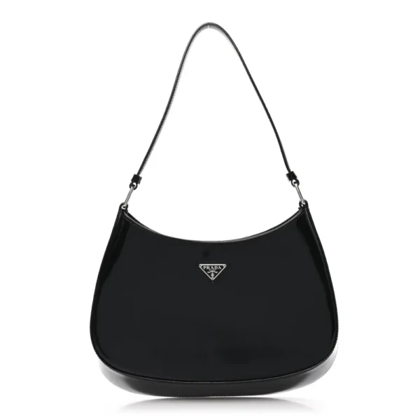 superfake Prada Spazzolato Mini Cleo Shoulder Bag Black Silver Hardware