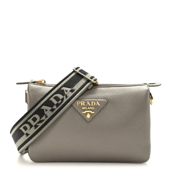 Superfake Prada Vitello Daino Soft Mini Zippered Shoulder Bag Argilla Gold Hardware