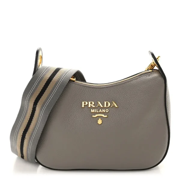 superfake Prada Vitello Phenix Small Zippered Messenger Hobo Argilla Polished Gold Hardware