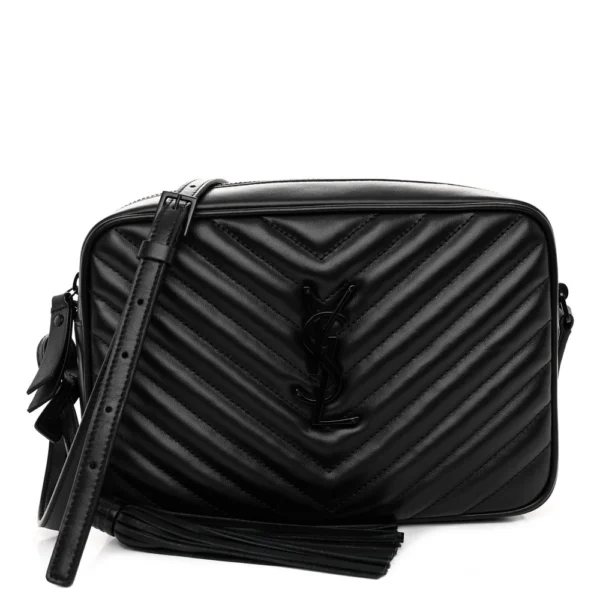 superfake Saint Laurent Black Calfskin Matelasse Monogram Small Monochrome Lou Camera Bag Black Hardware