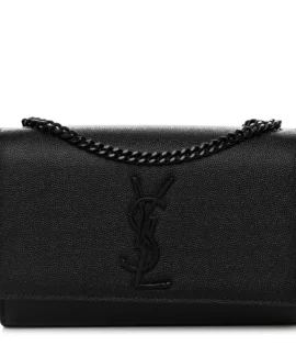 superfake Saint Laurent Black Grain De Poudre Small Monogram Monochrome Kate Satchel Black Hardware