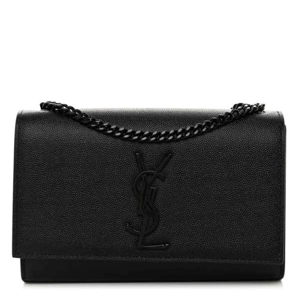 superfake Saint Laurent Black Grain De Poudre Small Monogram Monochrome Kate Satchel Black Hardware