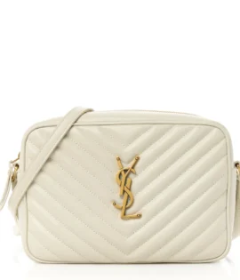 superfake Saint Laurent Calfskin Matelasse Monogram Medium Lou Camera Bag Crema Soft Aged Gold Hardware