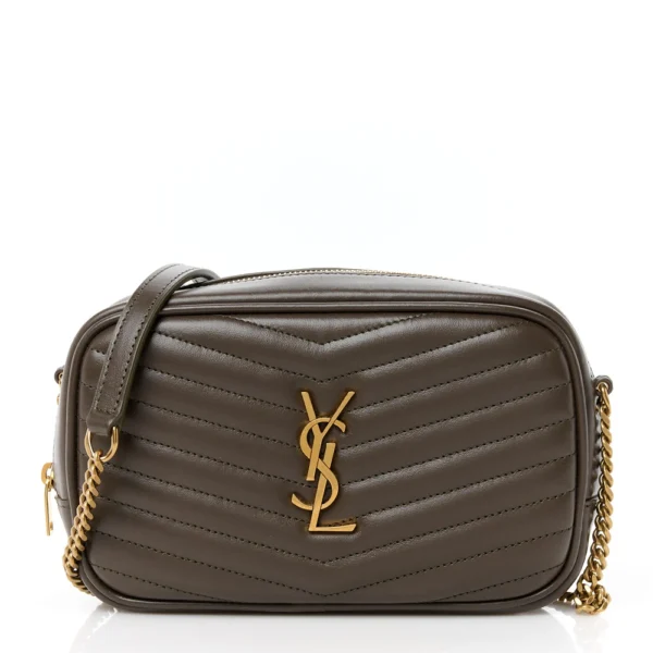 superfake Saint Laurent Calfskin Matelasse Monogram Mini Lou Camera Bag Light Musk Gold Hardware