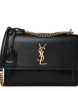 Superfake Saint Laurent Calfskin Medium Monogram Sunset Black Aged Gold Hardware