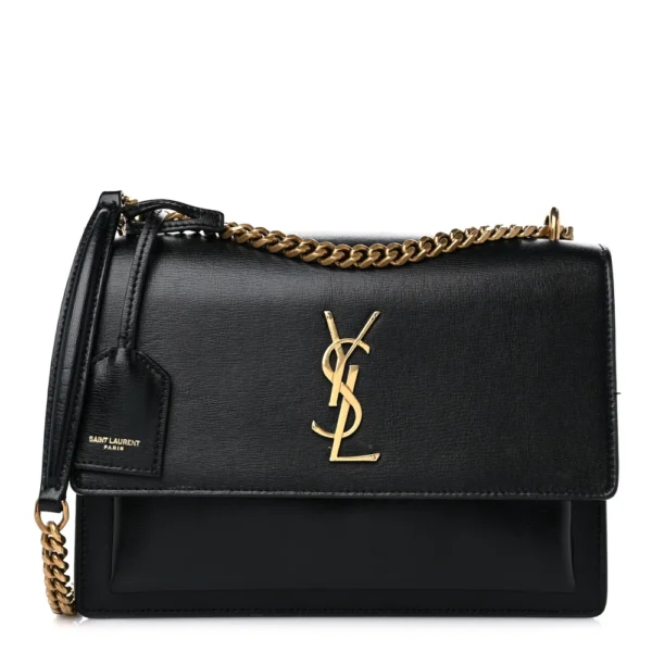 Superfake Saint Laurent Calfskin Medium Monogram Sunset Black Aged Gold Hardware