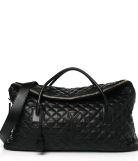 superfake Saint Laurent Calfskin Quilted ES Giant Travel Bag Black Silver Hardware