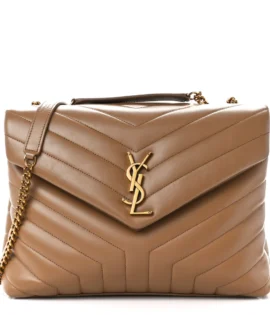 SuperfakeSaint Laurent Calfskin Y Quilted Monogram Medium Loulou Chain Satchel Natural Tan Gold Hardware