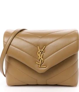 superfake Saint Laurent Calfskin Y Quilted Monogram Mini Toy Loulou Crossbody Bag Latte Aged Gold Hardware