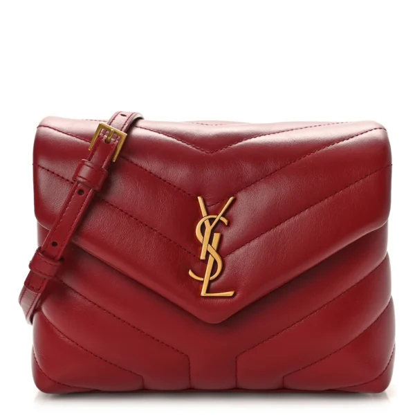 superfake Saint Laurent Calfskin Y Quilted Monogram Small Toy Loulou Crossbody Bag Opyum Red Aged Gold Hardware