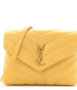 superfake Saint Laurent Calfskin Y Quilted Monogram Toy Loulou Crossbody Bag Sunflower Gold Hardware